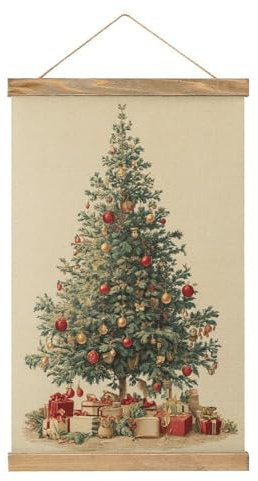 Jubonexis Vintage altmodischer Weihnachtsbaum, Leinwand, Gemälde, Holzrahmen, Poster, Aufhänger, Bilder-Set, Wandkunst