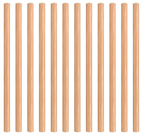 12pcs Moulures Bois Décoratives | 40cm Long Moulures Bois Bâton Moulage Non Finis pour DIY Maison Mur Porte Fenêtre Armoire Étagère Décoration (Style Cylindre)