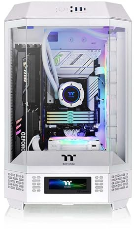 Caja De Ordenador, Caja De PC Gaming De Torre Media M-ATX/ITX - Puertos Frontales USB 3.0/Tipo-C - Panel Panorámico De Cristal Templado - Incluye Pantalla LCD De Expansión De 3,9 Pulgadas