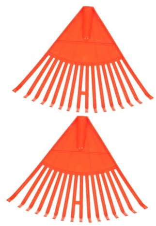 Anneome Lot de 2 Râteaux Robustes en Plastique Orange pour Pelouses et Feuilles, Outils de Jardinage Portables pour Travaux de Jardin