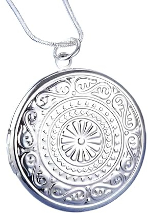 Collana con Medaglione a Cuore in Argento Sterling 925 da Donna, Collana con Ciondolo Classico con Cornice per Foto, Immagine Che Contiene Immagini