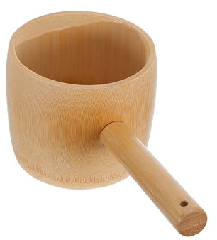 Gatuida Cucharón de Bambú 350 Ml con Mango para Servir Agua, Pala Multiusos de Madera Natural para Cocina, Baño y Riego de Jardín, Cucharón para Sopa y Utensilio Doméstico Funcional