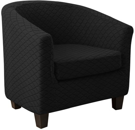 LDLCYCN Nero,2 Piece, 2 Pezzi Morbido Sedia del Club Slipcover Stretch Coperture Sedia Barile Tessuto Jacquard Copre Divano Rotondo Copertura della Sedia Accento Protettore Mobili
