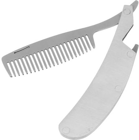 OSALADI Faltbarer Herren Bartkamm aus Langlebigem Edelstahl mit Glatter Oberfläche Multifunktionaler Kleiner Friseurkamm für Bartpflege und Styling Kompakter Taschenkamm für Reisen