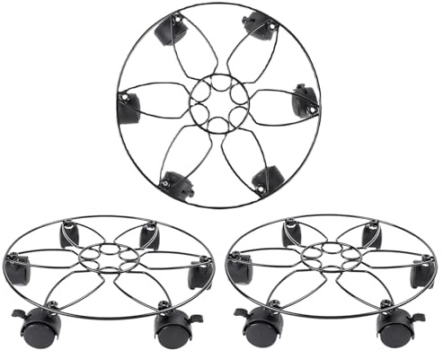 Generisch Rolling Plant Stands with Wheels, 10.63x2.36 Inches Metal Pallet, Durable Flower Pot Mover with 6 Casters, 3-Piece Value Pack with Modern Style, Garden Accessories for Indoor Outdoor