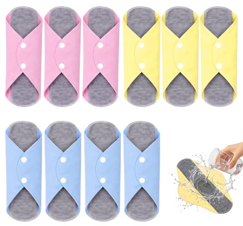 10 Pcs Reusable Period Pads, Reusable Panty Liners for Women, Multiple Colors, Washable & Convenient, Bring Comfortable Experience