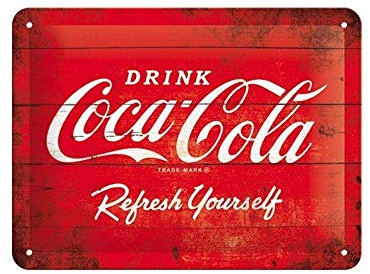 Nostalgic-Art Plaque Vintage Coca-Cola – Logo Red – Idée de Cadeau pour Les Fans de Coke, en métal, Design Retro pour la décoration, 15 x 20 cm