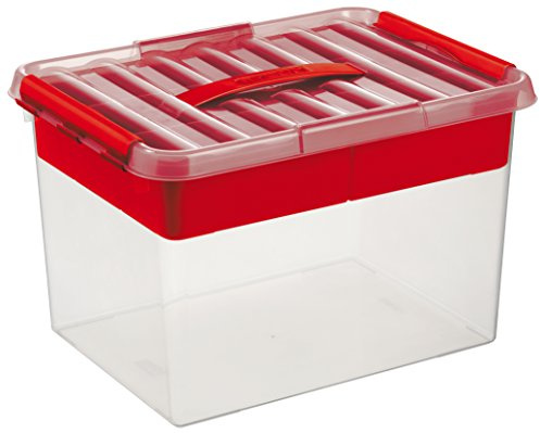 SUNWARE Q-Line Multibox - 22 Liter + Einsatz - 400 x 300 x 260mm - transparent/rot