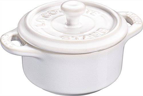 Set 6 Sacchetti in ceramica ciotola per dessert Pirofila Mini Cocotte, rotondo Avorio Bianco 10 cm