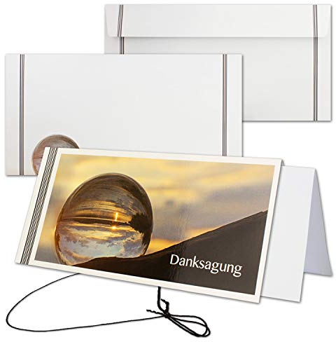 25x Trauerkarte mit Umschlag Set Danksagung - weltlich - inklusive hochwertiger Box - DIN Lang Quer-Format - Danksagungskarten Trauerkarten nach Beerdigung - Trauer-Papiere by GUSTAV NEUSER