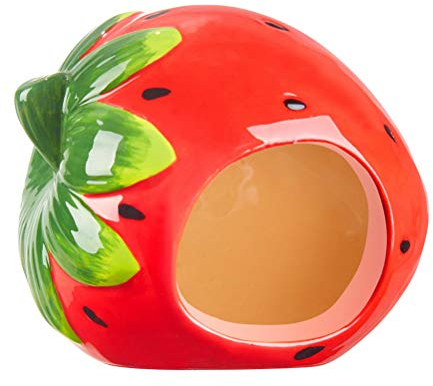 POPETPOP Erdbeer Form Hamster Höhle Keramik Haus Badehaus für Chinchilla Katze Kleine Hund