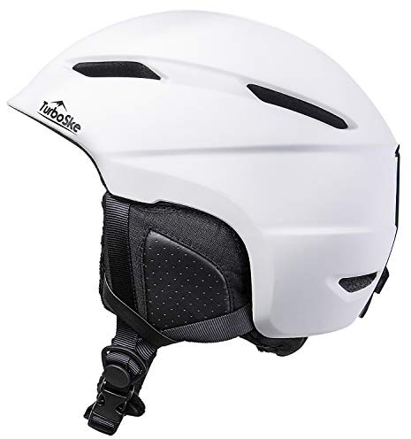 TurboSke Ski Helmet, Snowboard Helmet Snow Sports Helmet, Audio Compatible Helmet for Men, Women and Youth (S, White)