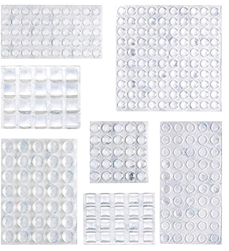 Amazon Basics Almohadillas autoadhesivas para puertas de armario y superficies, para protección de superficies y reducción de ruido, 300 unidades, Transparente, 17.5 L x 11.4 W x 1.5 Th cm