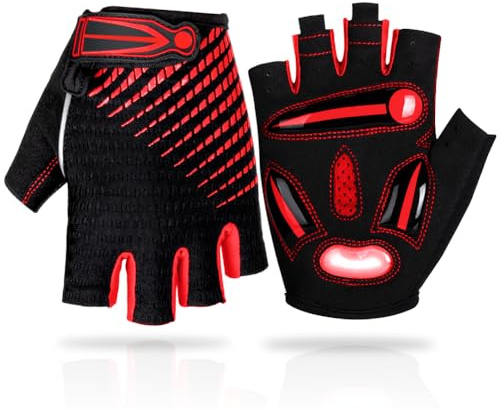 LUROON Guantes Ciclismo Gel Almohadilla Guantes de Bicicleta para Hombres Mujeres Guantes MTB Tela Transpirable Antideslizante Verano Guantes Bicicleta Montaña Medio Dedo