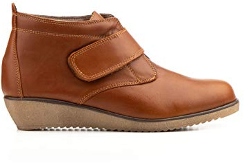 Bottines femme en cuir et daim Chaussures imperméables faites à la main en Espagne Modèles originaux avec lacets ou fermeture éclair Pieds larges, semelles amovibles, tailles 35 à 41