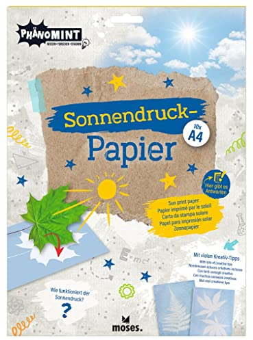 moses. PhänoMINT Sonnendruck-Papier A4, Experimentierspielzeug für Kinder, Bastelpapier zum Beobachten wissenschaftlicher Phänomene, 10 Papierblätter 21 x 29,7 cm zum Drucken verschiedener Objekte