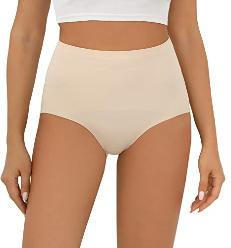 FallSweet Culotte Gainante Femme Sculptantes Taille Haute Slips Invisible sans Couture No Show(beige-1pc,M)
