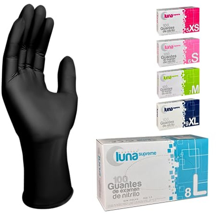 MUNTRADE Guantes Desechables de Nitrilo 1000 unidades, (L, Negro) | Sin Polvo, Sin Látex - Todas las tallas