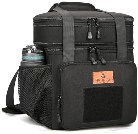 HSHRISH Taktische Lunchtasche, doppellagige isolierte große Kühltasche für Herren Erwachsene wasserdichte auslaufsichere langlebige Lunch Tasche für die Arbeit Picknick im Freien