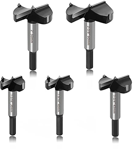 ASNOMY 5tlg Großes Wolframstahl Forstnerbohrer, Forstner bohrer Bit mit Zentrierspitz, Holzbohrer Topfbohrer Kunstbohrer für Holz & Hartholz, inkl. 30mm, 40mm, 45mm, 50mm, 60mm