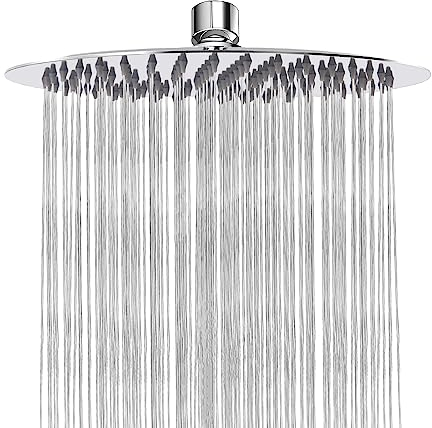 Soffione Doccia a Pioggia, Katezon Soffione Doccia a Pioggia ad Alto Flusso in Acciaio Inox, Doccia a Cascata per Bagno Montaggio a Parete Universale a Soffitto (25 cm, Cromato)
