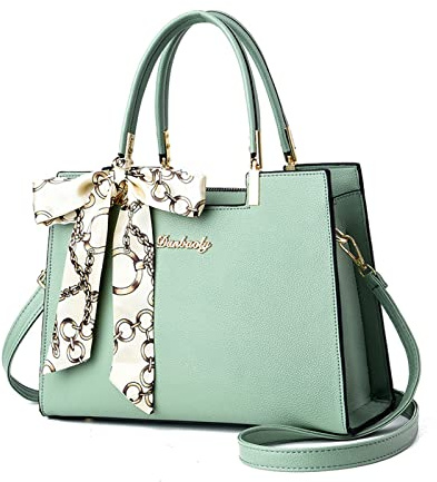 NICOLE & DORIS Elegante Handtaschen Damen Shopper Schultertasche Tote Handtasche PU Leder Mittelgroß Tasche mit Griff Frauen Umhängetasche mit DREI Fächern Grün
