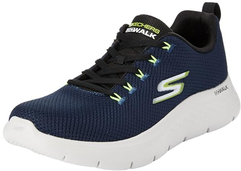 Skechers herr Go Walk Flex Vespid Sneaker, Marinblå och lime textil, 42.5 EU