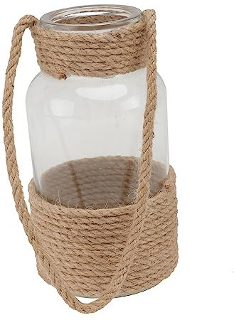 Warmhm Hand Vase Country Style Glass Vase Decorative for Living Ornaments Rope Material for Dry Flowers Hydroponic Use