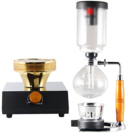 JITEM Coffee Maker Syphon Coffee Maker Manual Retro Vacuum Glass Siphon Pot Percolators 3 Cups Glass Tabletop Siphon Coffee Maker for Coffee or Tea