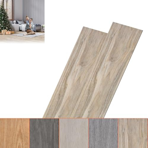 ACXIN Lot de 36 revêtements de sol en PVC, 91,44 x 15,24 x 0,2 cm, pour environ 5 m², sol en vinyle, stratifié, effet bois (chêne blanc)
