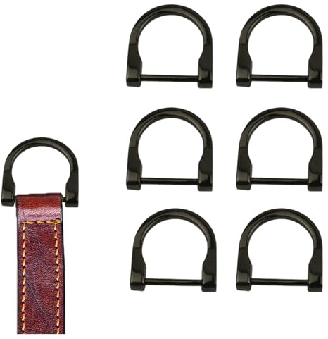 Spldsun 6 Piezas Anillos D Desmontable, Anillas en D Metal, Reemplazo Accesorios para Bolsos, Bolsos Hombro, Bolsos para Computadora Portátil, Llaveros (37 mm, Pistola Negra)
