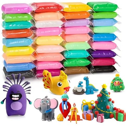 KAYEF 36 colori di argilla da modellare leggera, kit di pasta da gioco, argilla polimerica con strumenti di modellazione, adatti per progetti di modellazione fai da te, regali artigianali, ecc.