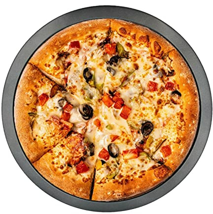 MAWANS Pizza Tray for Oven Non Stick 14 inch Baking Oven Tray Carbon Steel Round Pan with Perforated Air Holes for Heat Resistant 35 cms x 2 cms 14 inch