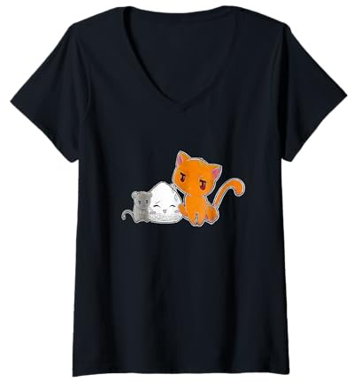 Womens Vintage Basket Fruits Anime V-Neck T-Shirt