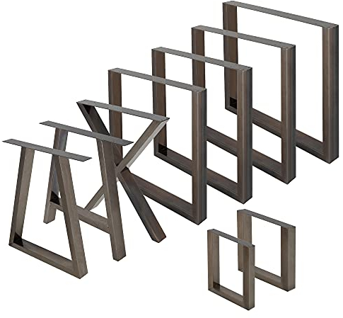 ML-Design 2er Set Tischbeine 60x72 cm, Dunkelgrau, pulverbeschichteter Stahl, Vierkantprofilen, Industriedesign, Metall Tischkufen Tischuntergestell Tischgestell Möbelfüße, für Esstisch & Schreibtisch