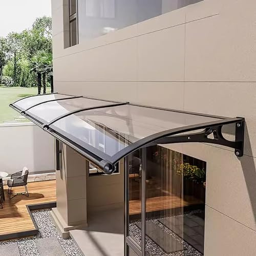 Auvent de Fenêtre Arch Design,Auvent de Patio,Marquise de Porte d’Entrée en Polycarbonate Transparent avec Support,Transparent,pour Garage,Jardin,Contre Pluie Neige UV. (Color : Clear, Size : L:120*