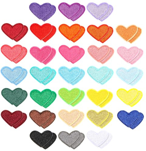Oruola 62 Stück Herz zum Aufbügeln,Bügelbild Herz,Heart Patches Aufnäher,Bügelpatch in Herzform für Kleidung,Bügelaufnäher für Hut Jacke Jeans Rucksäcke Tasche DIY Dekoration