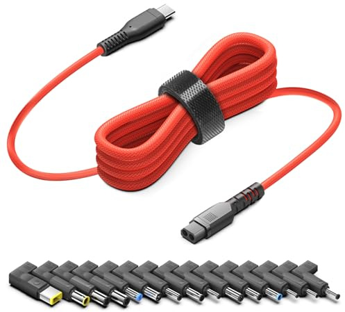 KFD 1,8M USB C auf DC 19V-20V Stecker PD 100W Laptop Ladekabel Netzkabel Ladegerät Netzteil Adapterkabel für 2024 MacBook Air Pro M3, HP, Surface Pro 11, Lenovo, Dell Universal Konverter Stromkabel