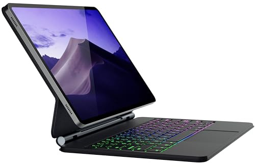doqo Funda magnética para Samsung Galaxy Tab S10+ Plus/S9+/S9 FE+/S8+/S7+/S7 FE de 12,4 pulgadas con teclado Touchpad Bluetooth retroiluminado volatilidad flotante soporte delgado protector Folio