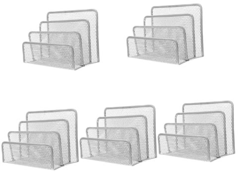 NUOBESTY 5stücke Metallischer Zeitschriftenhalter Mit Drei Fächern Praktischer Ablage-organizer Für Schreibtisch Büro Und Zuhause Sortierung Von Dokumenten Und Büchern Silberfarben
