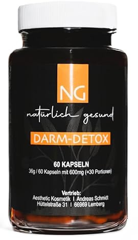 NG natürlich gesund Darm-Detox I Darm Detox Kapseln – Für gesunde Verdauung & Darmflora | Probiotika + Präbiotika | Nach Antibiotika & bei Blähbauch | Hochdosiert | 60 Kapseln I Vegan