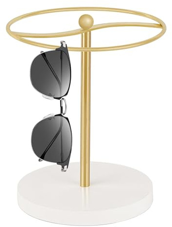 Générique Sonnenbrillenhalter, Brillenhalter, Holzsockel, 13,9 x 16 x 19,5 cm, funktionelle Lösung für die Organisation Ihrer Augenschmuck, Schwarz und Gold