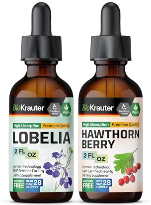 BIO KRAUTER Lobelia Tincture 2 Fl. Oz. & Hawthorn Tincture 2 Fl. Oz.