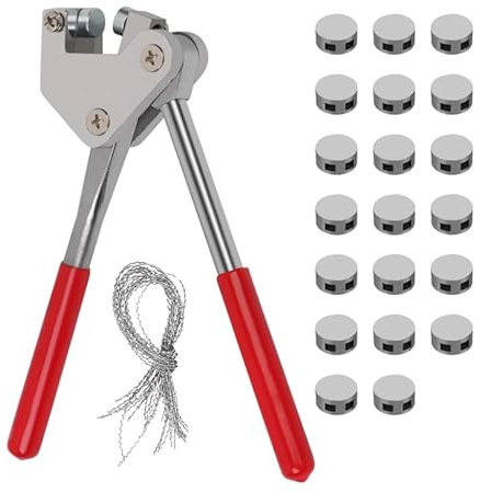 Kellegour Plombenzange Set,Stahl Dichtungszangen Kit mit 20 Bleiplomben,Plombendraht(25m),Plombenzange 160 mm,Dichtungszangen-Set für Plombieren von Stromzählern Blei Durchmesser Wasserzähler Logistik