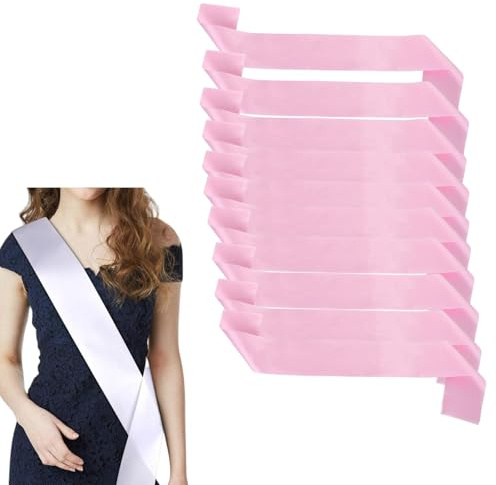 HSTWODE 10 Stück Schärpe Leere Schärpe Schärpe Bedrucken DIY Plain Satin Sash Individuelle Schärpe Blank Satin Schärpen Deko Schärpe Bride Für Hochzeit Party (Rosa)