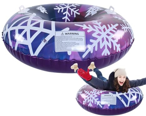Schneeröhren für Schlitten, Schneeschlitten für Erwachsene, Outdoor-Schneespielzeug mit aufblasbarem Schlitten mit 2 Griffen, Winterspielzeug mit reißfestem Schlittenrohr für Kinder und Erwachsene