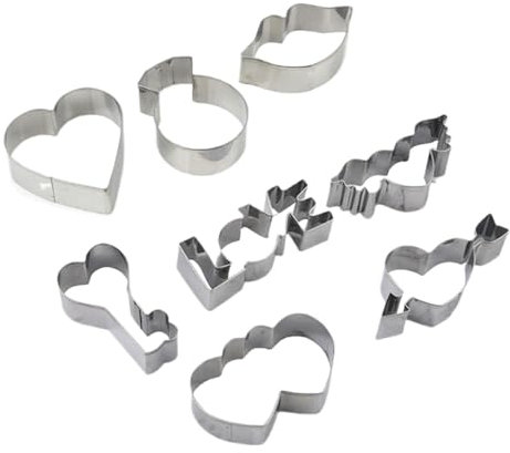 Tagliabiscotti A Cuore, Set Di Stampi Per Biscotti - Tagliabiscotti In Acciaio Inossidabile Per San | 8 Tagliaverdure Resistenti, Set Di Stampini Per Torte Per Matrimoni, Vacanze, Riunioni D