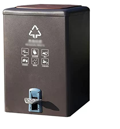 Poubelle de Recyclage Poubelle à commande au pied avec couvercle Poubelle extérieure Poubelle de centre commercial d'hôtel de grande capacité 100 litres / 26,4 gallons Décoration Extérieure(Dark brown