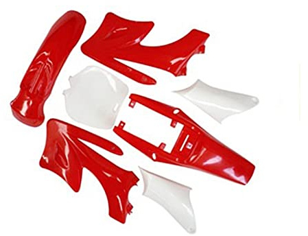 Yurefax 7 delar ABS Fender Fairing Body Kit 2 Stroke 47cc 49cc, for Apollo, Orion, for MINI, Dirt Bike Fram och bak motorcykelskärmar(Rot)