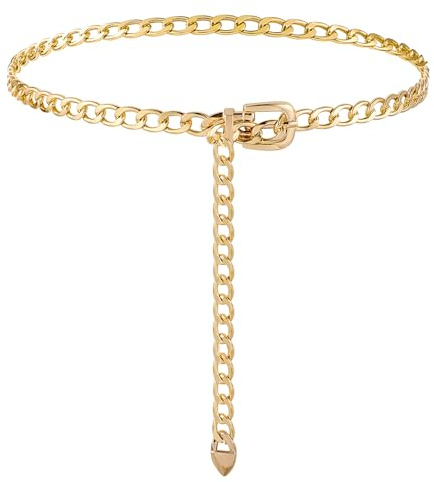 Yuanchu Damen Taillenkette aus Metall, Gold Kettengürtel Verstellbare Ketten-Gürtel Mode Dünne Taille Gürtel Body Link Waist Chain Belt Rockgürtel für Jeans Hosen Kleid